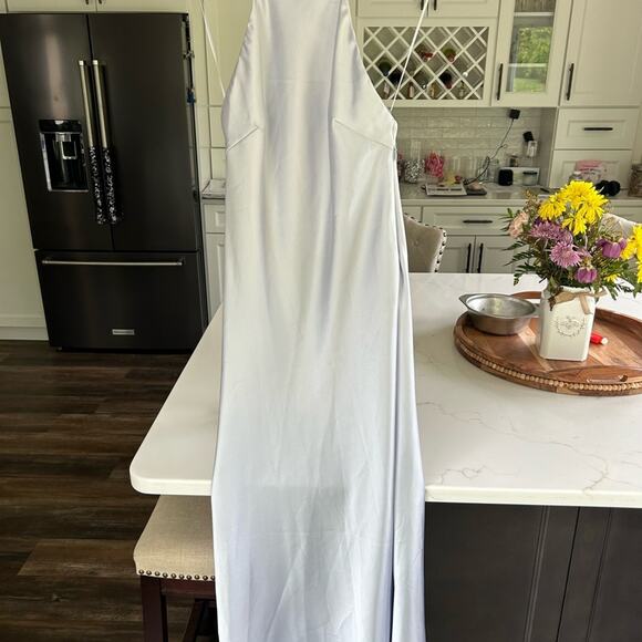 Zara Icy Blue SATIN DRESS WITH SPAGHETTI STRAPS NWT Size  XXL - Picture 12 of 16
